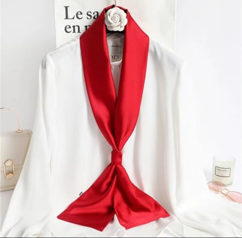 ANDANTINO 100% Silk Scarf for Women 59”*6.3” Long Shawls for Headscarf and Neck- Oblong Hair Wraps with Gift Packed - color: Solid Color-red
