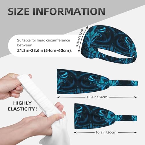 Black and Gold Swirl Liquid Ink Marble Workout Headbands Fashion Sports Sweatbands Yoga Hairbands for Fitness Athletic Non Slip Wicking Headscarf for Men Womens Girls Summer Accessories Elastic Bands - color: Blue Dragon