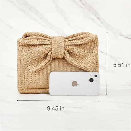 Huralona Women Straw Woven Clutch Purse Pleated Handbag for Summer Beach Vacation Straw Shoulder Crossbody Bag - color: Black5