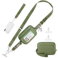 Tiostep Clip and Go Strap for Phone with Wallet Crossbody Phone Lanyard Adjustable and Detachable RFID Wristlet Wallet with ID Window and Zipper, Green - color: Green, size: Medium