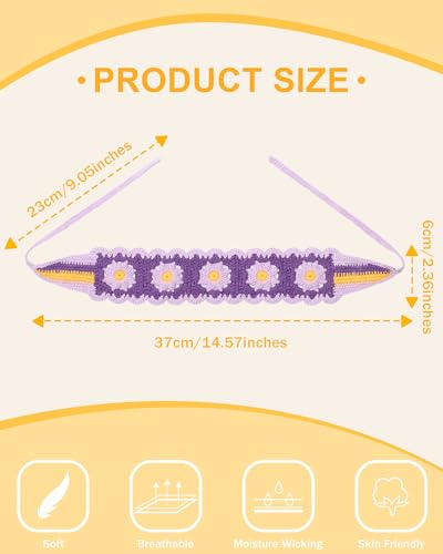 HAIMEIKANG Hippie Hair Bandanas Headbands for Women Boho Headband Knit Hair Bands Floral Head Wrap for Girls(red+green+purple) - color: red+green+purple