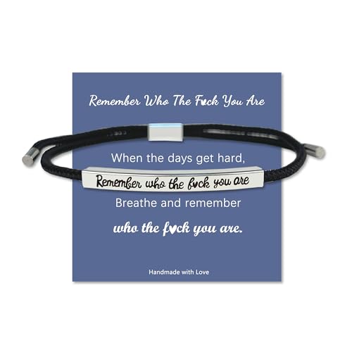 LINY Inspirational Gifts for Women Men, Dont Let The Hard Days Win Gifts, Motivational Inspirational Tube Bracelets Friendship Birthday Meaningful Gift for Friends Female - color: Remember Who-Tube Black+Silver