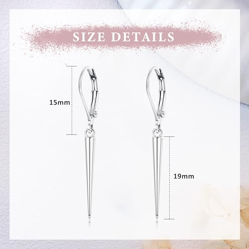Leverback Earrings Dangle Earrings for Women Dangly Earrings Anniversary Birthday Gifts for Women - style: Spike Dangle Earrings-Silver