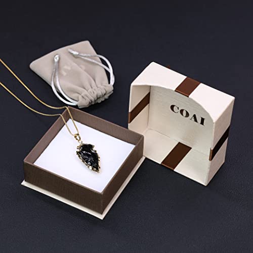 COAI Arrowhead Pendant Black Obsidian Raw Crystal Necklace for Men Women 20-32" - style: Smaller Arrowhead Pendant
