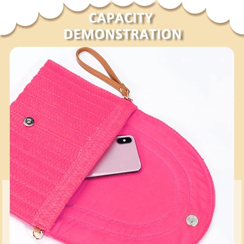 Crossbody Bags for Women, Straw Clutch Purses, Bohemian Handmade Woven Envelope Package, Tassel Handbags for Women | Bohemian - color: Red