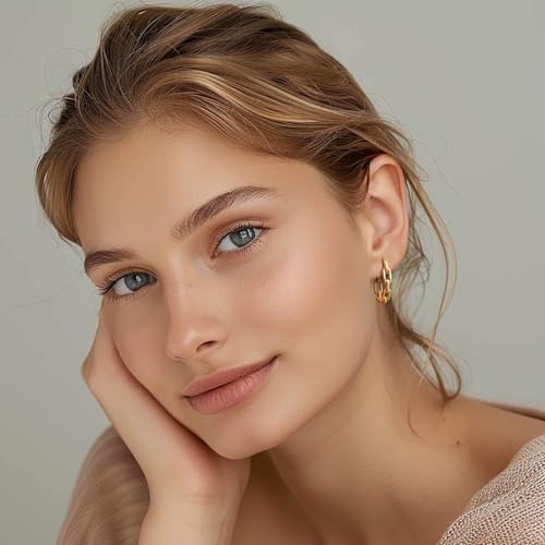 Gold Hoop Earrings 14K Gold Hoop Earrings for Women Gold Earrings for Womens Hoops Hollow Design Hypoallergenic Lightweight Hoops Earring for Women 22/25mm - size: 22 MM