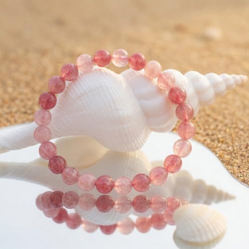 Crystal Bracelets, Bracelet for Women, Nature Crystal Stretch Elastic Bracelet, Nature Gemstone-8mm, Healing Stone Bracelets, Jewelry Gifts for Women, Holiday - color: Pink