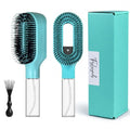 2-in-1 Manual Non-Electric Detangler Hair Brush with Built-In Mister Spray, Wet & Dry Detangling Brush for Curly, Wavy & Straight Hair, No-Tangle Anti-Frizz Brush，Reservoir 50ml.(Green) - color: Green