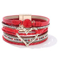 Long tiantian Boho Leather Wrap Bracelets Gifts Trendy Stuff Layered Bangles Bracelets for Women Modern Stackable Infinity Bracelets Bohemian Jewelry Gifts for Women Birthday Gifts - color: C4:Bangle Bracelets(red)