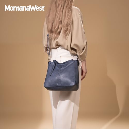 Montana West Hobo Bag for Women Crossbody Purse and Handbags Ladies Chic Shoulder Bags - color: Jean Blue