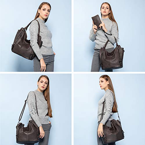 Tote Bag for Women PU Leather Shoulder Bags Fashion Hobo Bags Large Purse and Handbags with Adjustable Shoulder Strap - color: Coffee