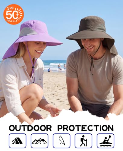 Home Prefer Outdoor UPF50+ Sun Hat Wide Brim Mesh Fishing Hat with Neck Flap - color: Army Green