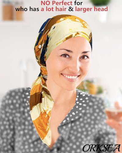 Chemo Headwear for Women Pre-Tied Head Scarf Headwraps Soft Turbans Cancer Hats Chemo Beanie Coverings Scarves - color: Khaki Pattern