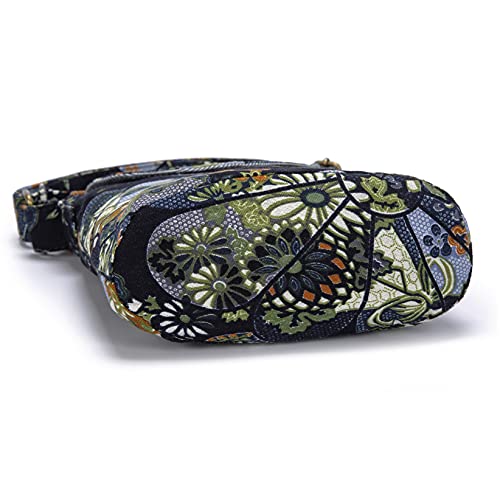 OPQRSTU Women's Retro Small Size Canvas Shoulder Bag Hippie Boho Crossbody Handbag - color: Blue Windmill