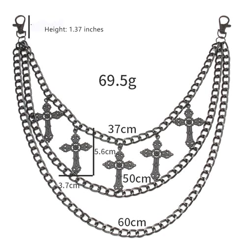 Layered Pants Chain for Men Women Punk Chain Hip Hop Jewelry Clothing Accessories Vintage Jeans Chains - style: Black three layered