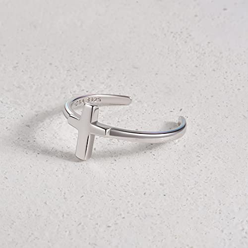 CHIC & ARTSY 925 Sterling Silver Open Toe Ring for Women - Lightweight Comfortable Yoga Toe Rings, Adjustable Stackable Toe Rings, Boho Coastal Vacation Beach Foot Jewellery - color: Cross/silver