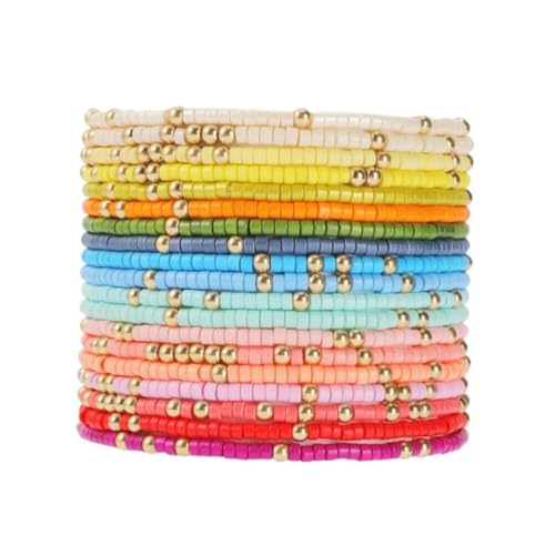 Fuqimanman2020 18Pcs Boho Stackable Beaded Bracelets for Women Colorful Handmade Multilayered Rice Beads Anklets Set Summer Beach Bohemian Jewelry Gift - color: Style 2 Multicolor