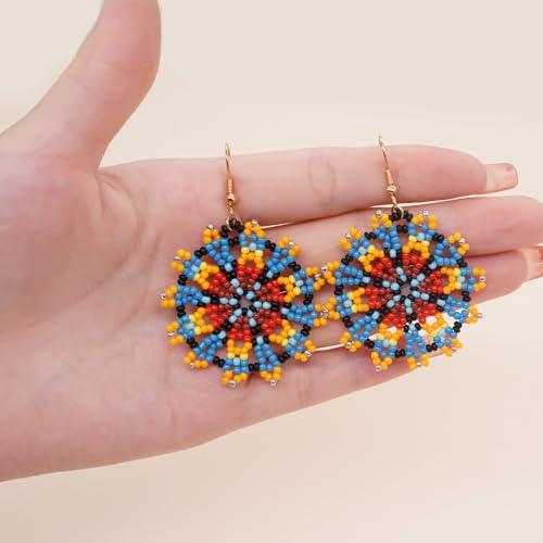 Bohemian Beaded Long Tassel Dangle Earrings for Women, Handmade Jewelry White Tarnish Resistant Lightweight Design, Stylish Accessory for Beach Vacation Party and Gift - color: colors-2
