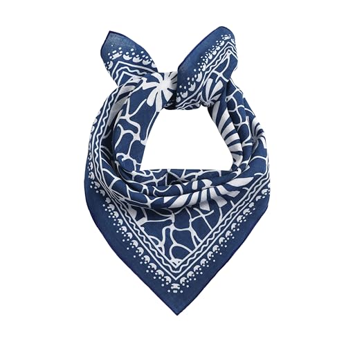 STARWHISPER Multicolored 22''x22'' Cotton Bandana for Women and Men Multi-purpose Headband Hair Scarf Protective Coverage - color: S5-navy