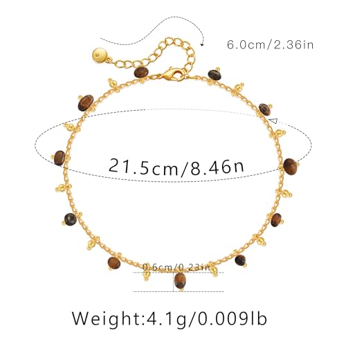 Yumikoo 18k Gold Plated Anklet Ankle Bracelets for Women - style: Brown Crystal Stone