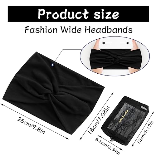 S&N Remille Wide Headbands for Women, Large Hairband, Elastic Non-Slip Headband Twist Knotted Accessories, Yoga Workout Vintage Hair 3 Pack (Colour-5) - color: Colour-5
