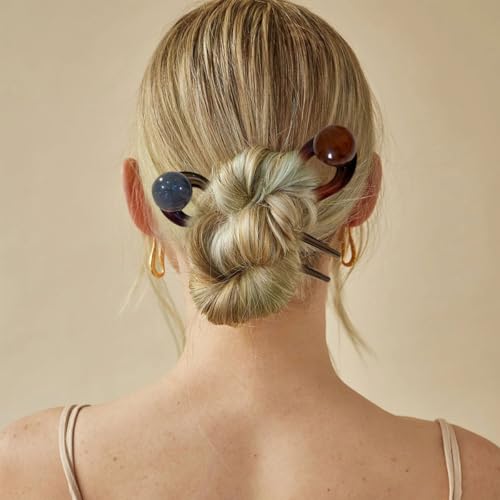 4 Pcs French Hair Forks U Shaped Hair Pins Vintage Bun Hair Sticks French Hair Pins for Women Girls,Random Style