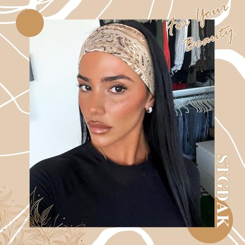 Bandana Headband Boho Head Bands For Women Wide Head Wraps Soft Turban Headband African Paisley Hair Bandana Scarf Headbands Stretchy Hair Band For Women Teen Girls - color: Style 148