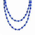 Long Beaded Necklace for Women Boho Colorful Crystal Stone Knot Statement Fashion Costume Jewelry Gifts - color: Blue