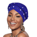 African Women Turban Caps Pre-Tied Twisted Turbans Head Scarf for Women Hair Wraps Cover Beanie Cancer Chemo Headwear - color: 1 Pack Twisted Braid A: Pearls Blue