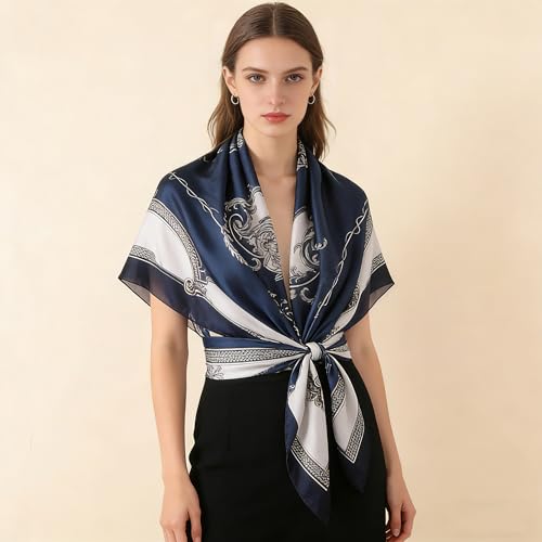 Silk Scarf Mulberry Silk Fashion Scarves Long Lightweight Shawl Wrap … - color: W03