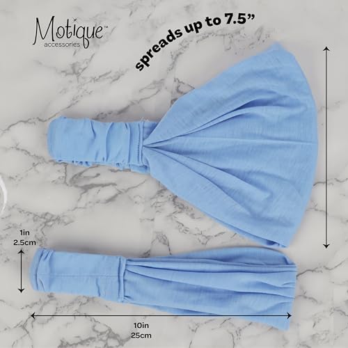 Motique Accessories Wide Cotton Head Band Solid Boho Yoga Style Soft Hairband for Women (Light Blue) - color: Light Blue