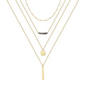 Turandoss Gold Layered Necklaces for Women - 14K Gold Plated Handmade Multilayer Bar Pearls Coin Disc Moon Butterfly Medallion Adjustable Dainty Layered Choker Necklaces for Women Jewelry - style: 4 Layered Necklace - Chain&Beads&Bar&Hammered Disc&Bar