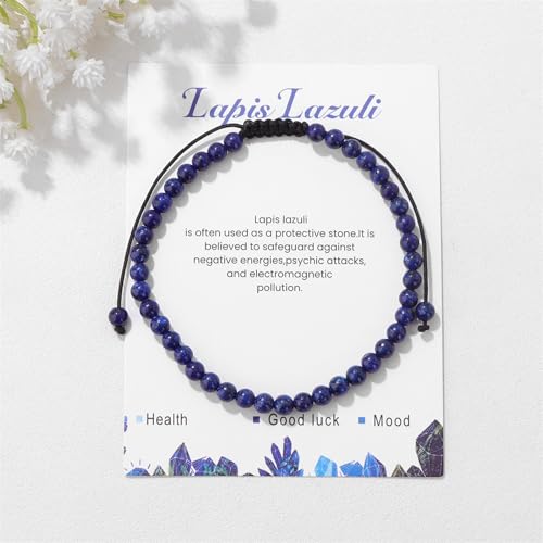 Lit Wall Crystal Anklets for Women Handmade Beach Boho Ankle Bracelet 4mm Adjustable Beaded Ankle Bracelet Waterproof Natural Stone Anklet Plus Size Anklets Gemstone Anklet Jewelry Gift for Her - style: Lapis Lazuli