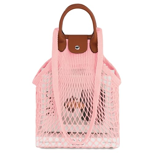Hibala Woven Bag for Women, Fishing net bag,Straw Mesh Tote Bag, Beach,Hobo Bag, Foldable Large Capacity (Pink)