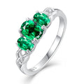 Celtic Birthstone Rings for Women 925 Sterling Silver Celtic Knot Ring 3-Stone Promise Rings for Her Wife Birthday Anniversary Wedding Jewelry - color: 05-May-Emerald