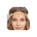 Golden Rhinestone Head Chain for Women Boho Pearl Headpiece Wedding Elastic Jewelry Headband