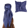 35” Satin Large Square Head Scarves-Like Silk Satin Scarf for Hair Wrapping at Night Bandana Square Scarf for Sleeping - color: Jacquard-navy Blue
