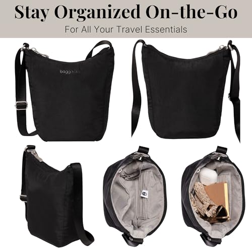 Baggallini Swift Mini Crossbody Bag for Women - 4.5x7 Small Travel Purse with Crossbody Strap and RFID - color: B-lite Black