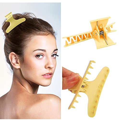 Ondder 12 Pack Butterfly Hair Clamps Clips Hair Claw Clips Salon Pro Section Clip for Styling Sectioning Cutting Coloring Hair Clips Hairdressing Salon Tool Hair Accessories for Women Girls - color: Yellow