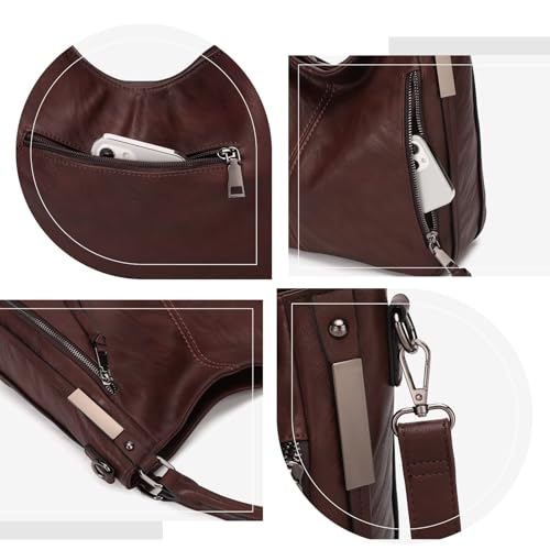 Shoulder Handbags for Women Large Soft Casual PU Leather Hobo Tote Purses - color: 01-coffee