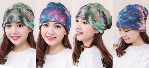 Women's Baggy Slouchy Beanie Chemo Hat Cap Scarf - color: 3 Pack-multicolor B