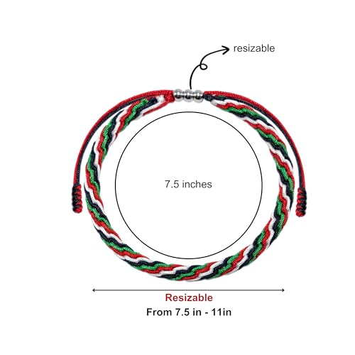 LAMIBEE Country Pride, Country Flag Code Bracelet, Protection and Lucky Sufer String Bracelet, Tibetan Wrist Wrap Bracelet, Boho Style Rope Bracelet for Women, Men, String Thread Bracelets - color: Palestine Bracelet