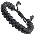 MASSIVE BEADS Double Layer Natural Chakra Healing Power Crystals Macrame Bracelet Yoga Stone Beads Gemstone Meditation Relax Anxiety Bangle for Unisex Women Men - color: Black Lava, size: 6mm
