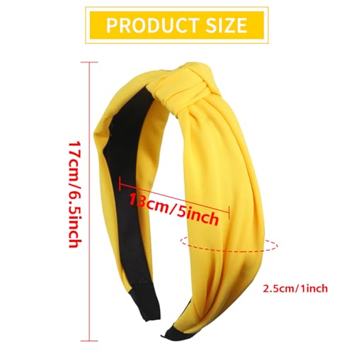 Yellow Knotted Headband Knot Hair Bands Fashion Elegant Hair Accessories for Women Girls Fall Thanksgiving Birthday Wedding Party Supplies - color: Yellow