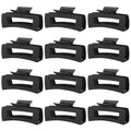 12 Pack Large Black Square Hair Claw Clips for Women, 4.3 Inch Matte Rectangle Claw Clips, Strong Hold & Non-Slip for Thick or Thin Hair - color: Black