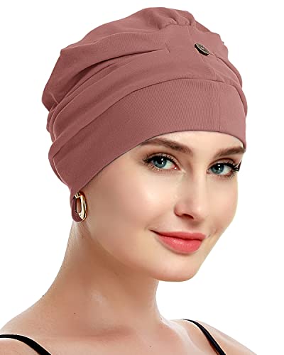osvyo Cotton Chemo Turbans for Women Cancer Hairloss hat - Cotton Lightweight Headwear Sealed Packaging - color: Cotton Sand Brown