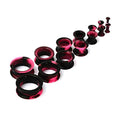 WBRWP 20/28pcs Ear Stretching kit Set: Hollow Hard/Soft Silicone Plugs and Tunnels Ear Expander Gauges Stretcher Body Piercing Jewelry - style: 28pcs Thick/Mixed Black&Dark Pink