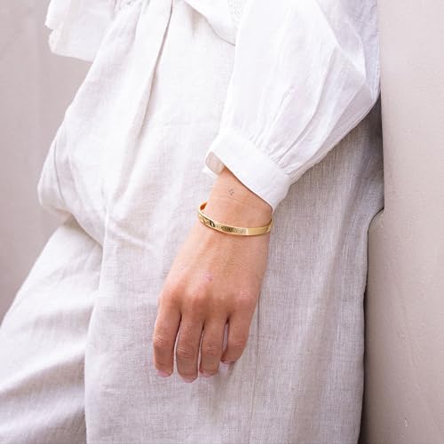 Brook & York Custom Engraved Roman Numeral Cuff Bracelet, 5 1/2 inches long - Women's Personalized Roman Numeral Date Bracelet - Stackable Bracelet - Graduation Gift for Her - Gifts for Mom