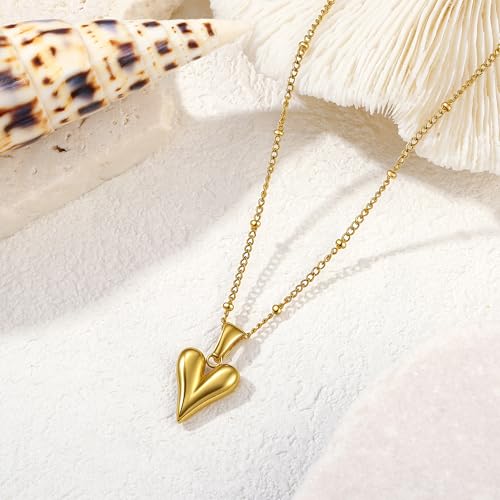 14K Gold Heart Necklace for Women Boho stainless steel waterproof Cute Dainty Love Pendant Necklaces for Women - color: Styie-8