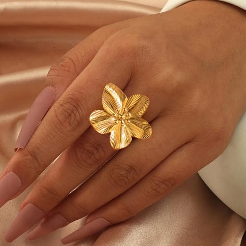 Thumb Rings for Women Chunky Gold Rings for Women Non Tarnish Stainless Steel Adjustable Rings Thumb Silver Ring Wave Curve Ring Dainty Unique Rings - style: 3 - G